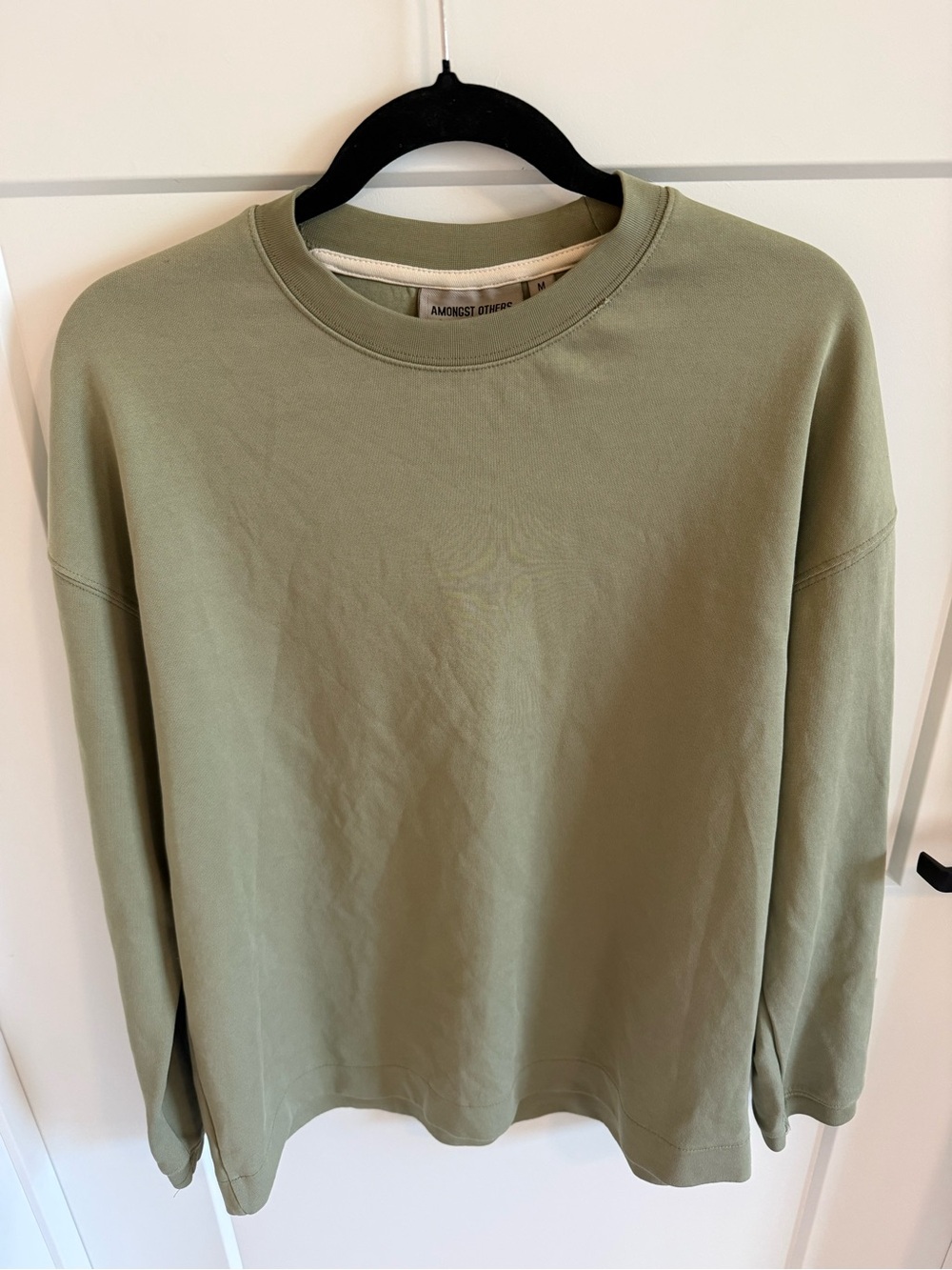 Amongst Others Oversized Crewneck Sweatshirt Sage Green Cotton Blend Size M
